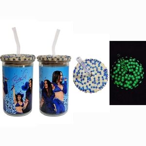 Becky G Glass Tumbler Cup 16oz Design Glow In Dark Lid